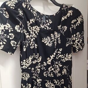 Floral Black and White Dress